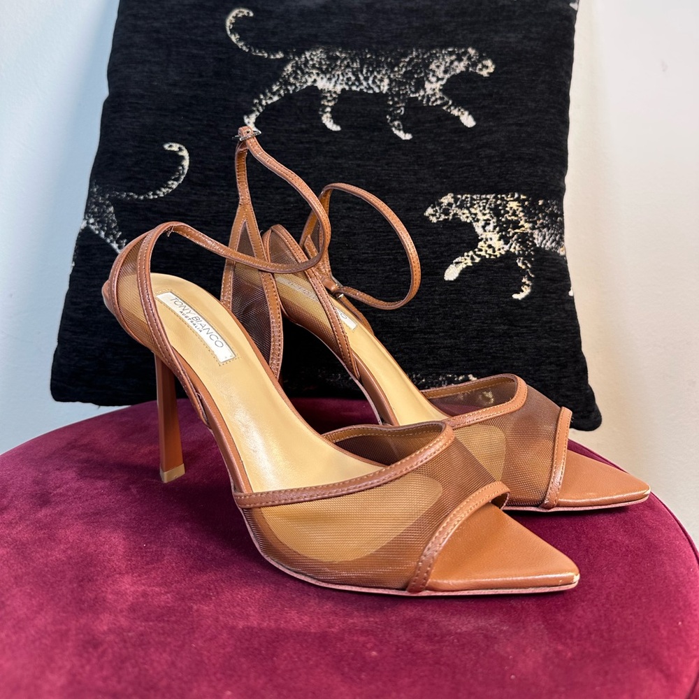 Like new Tony Bianco Miley Sandal in Rust high heel ankle strap mesh open toe - Picture 3 of 9